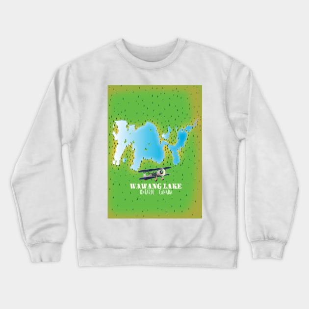 Wawang Lake Ontario Canada lake map Crewneck Sweatshirt by nickemporium1